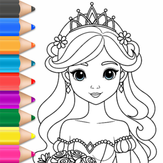 Princess Coloring Book & Games Icon