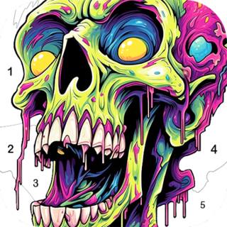 Skull Color, Color by Number icon